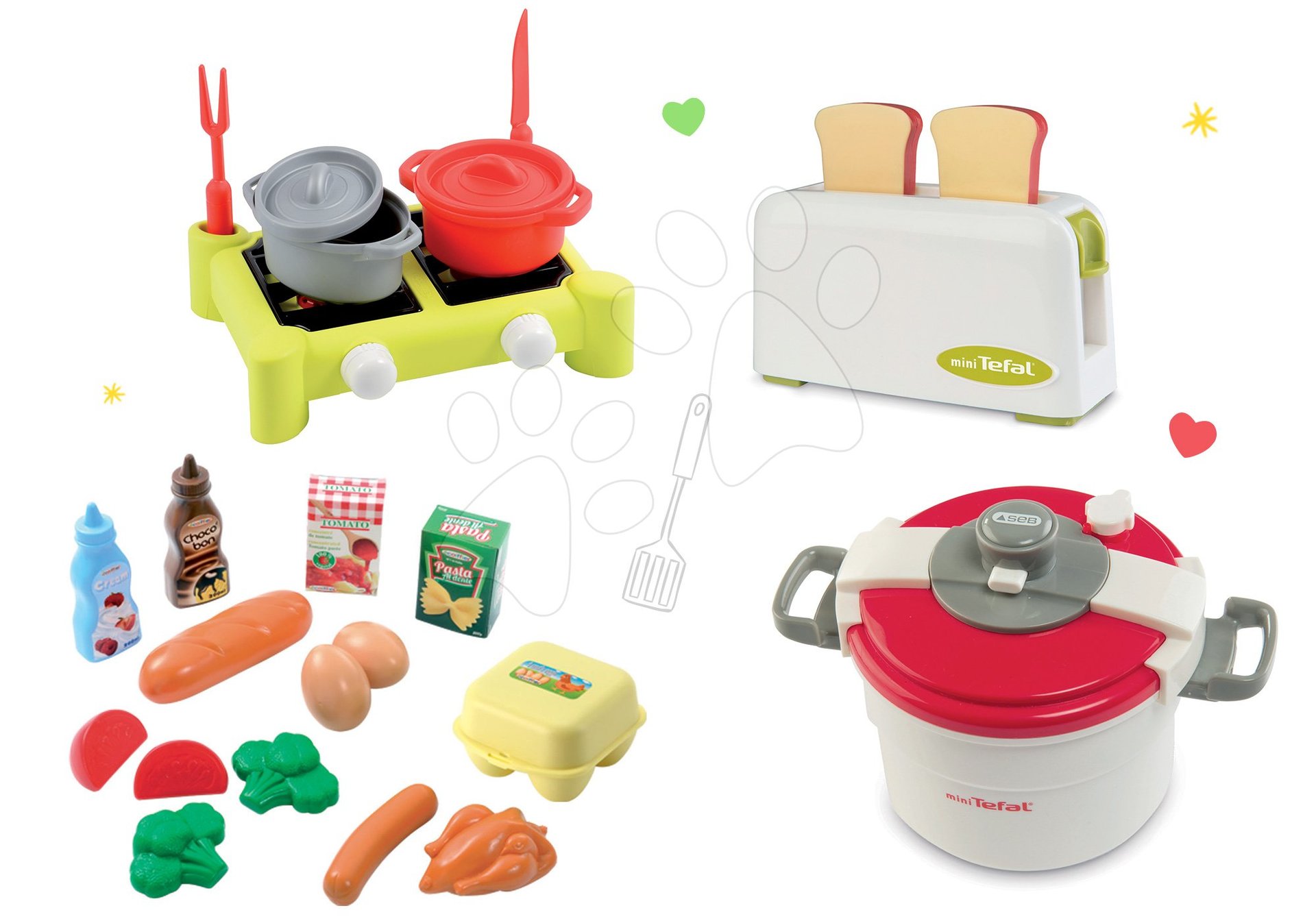 Smoby dětské spotřebiče toaster a hrnec Tefal, Écoiffier potraviny a vařič 310504-4