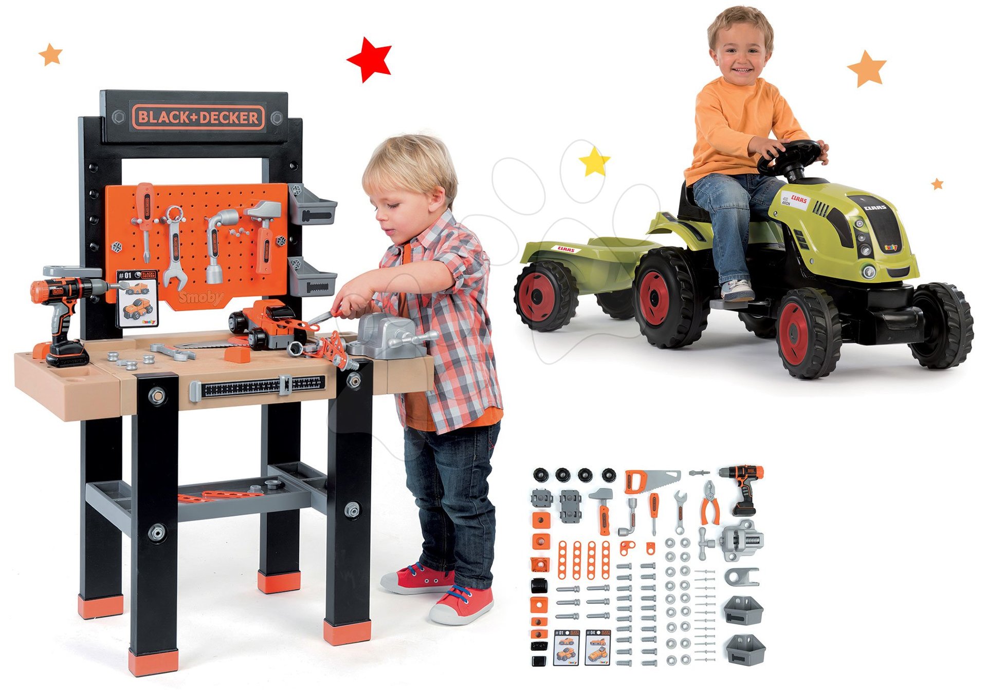 Smoby pracovní dílna pro děti Black+Decker a traktor Claas GM 360701-12