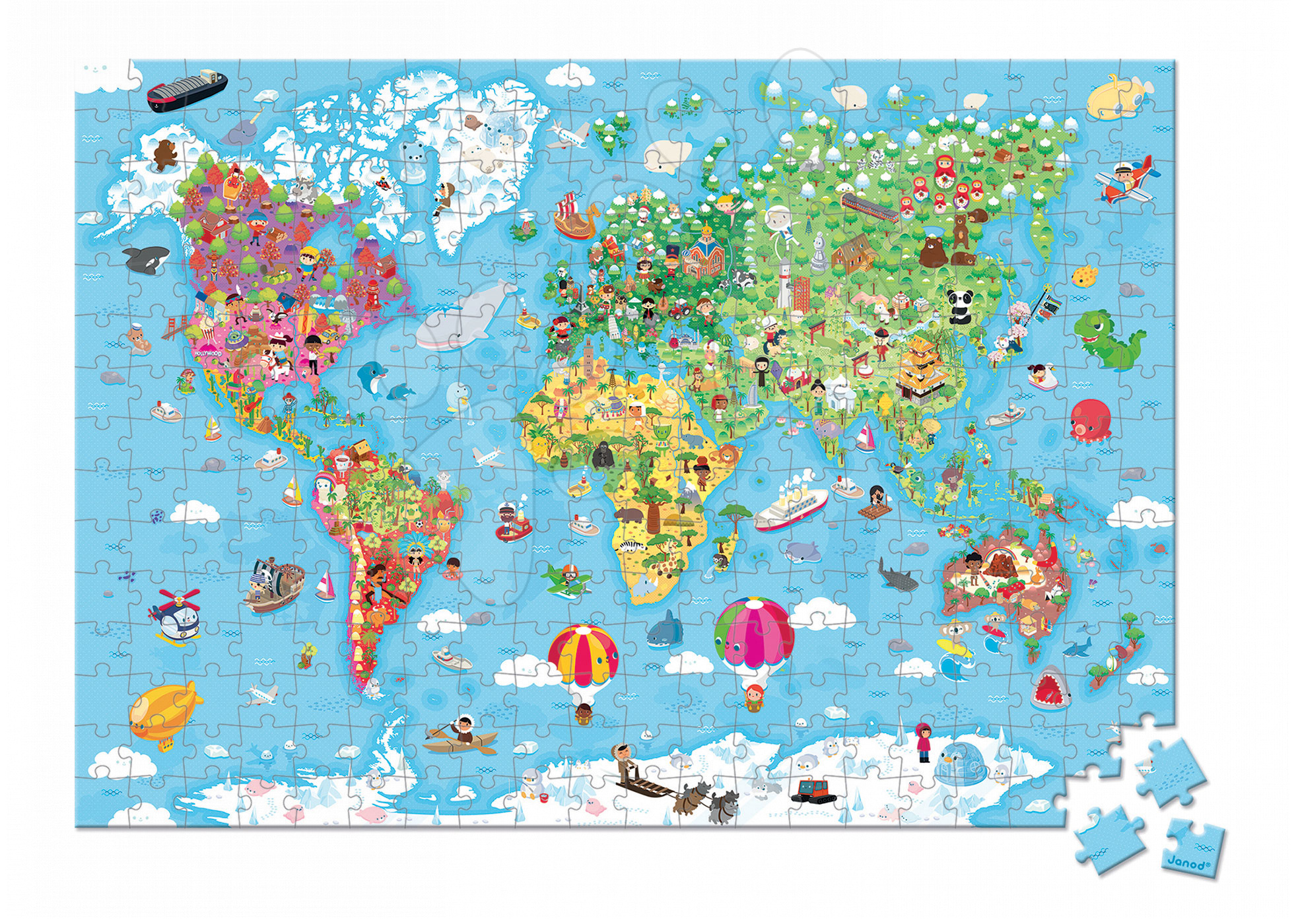 mapa světa puzzle Dětské puzzle Velká mapa světa Janod 300 ks mapa světa puzzle